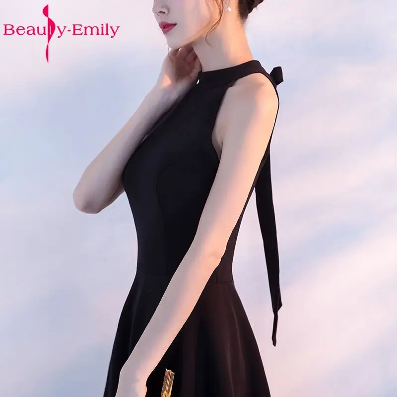 Женское Короткое платье трапеция Beauty Emily черное для выпускного вечера вечернее