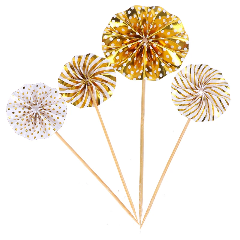 4 шт./лот мини бумажный вентилятор для торта топпер кексов Дети День Рождения