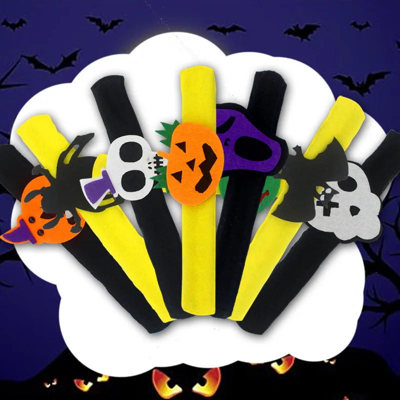 Цвет случайный Хэллоуин Украшение мультфильм Тыква череп браслет с пауком