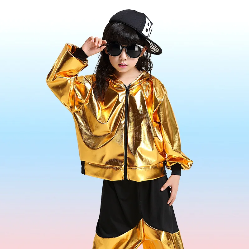 Детская одежда для джазовых танцев танцевальный костюм из искусственной кожи