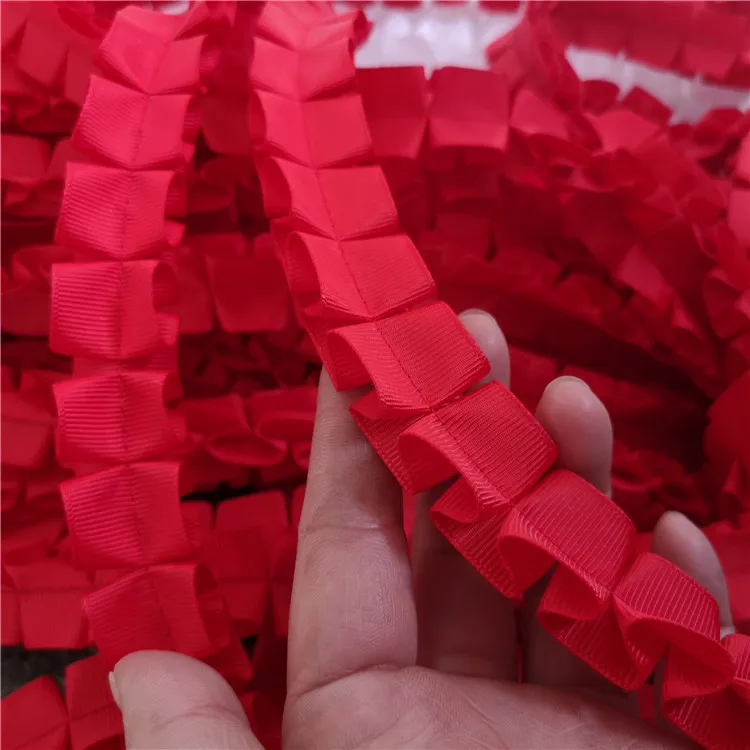 Роскошная красная 3D плиссированная атласная кружевная ткань 2 5 см в ширину