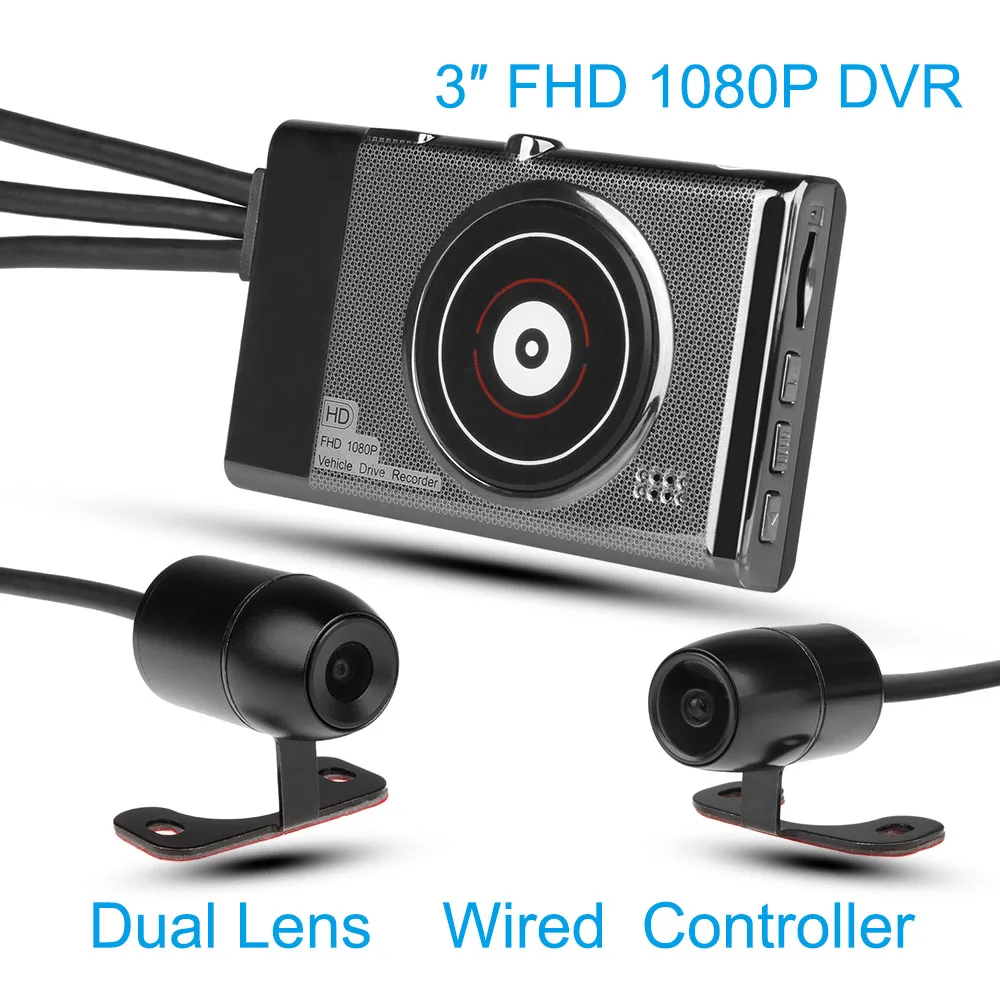 Fodsports 3 дюймов повышен T2 Wi-Fi Видеорегистраторы для мотоциклов 1080P видео Регистраторы Водонепроницаемый Камера с проводным контроллером Dash Cam