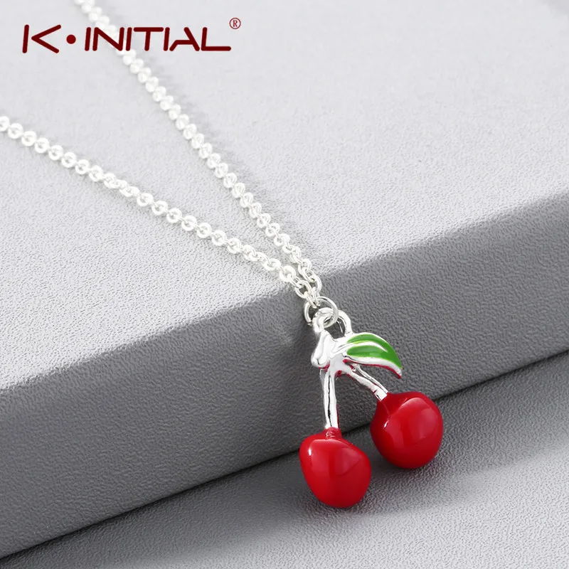 

Kinitial Fashion Fruit Design Charm Necklaces For Women Cute Cherry Pendant Necklace for Girl's Statement Jewelry Gift Wholesale