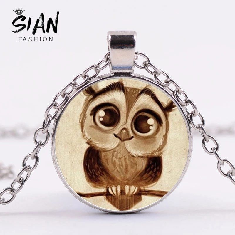 Азиатских милый Adorkable Сова большие ожерелье глаза птица ретро фото Подвески