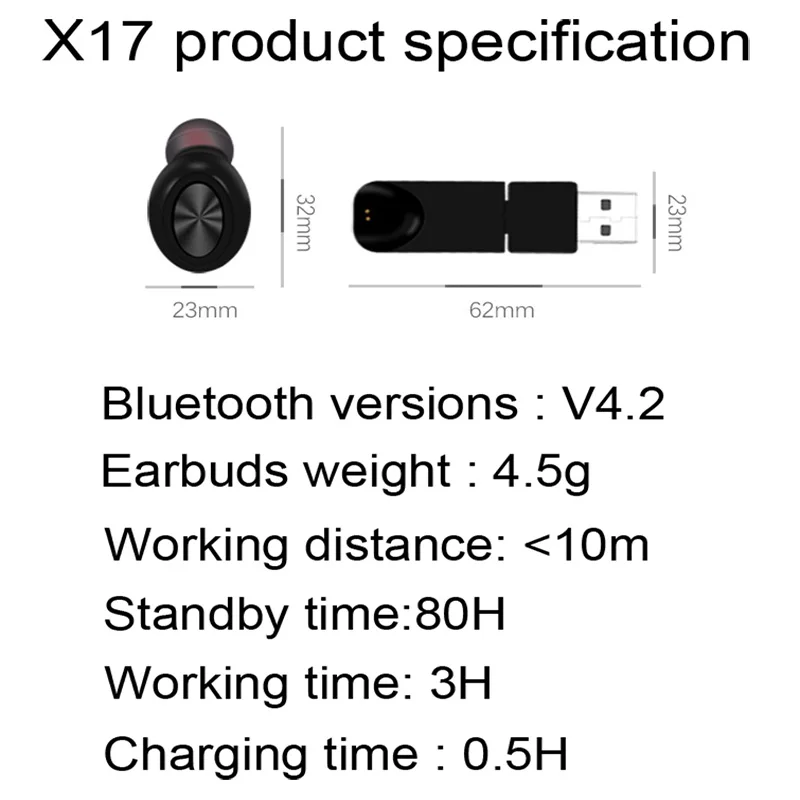 X17 USB Магнитная поглощающая зарядка Bluetooth наушники TWS гарнитура с автомобилем |