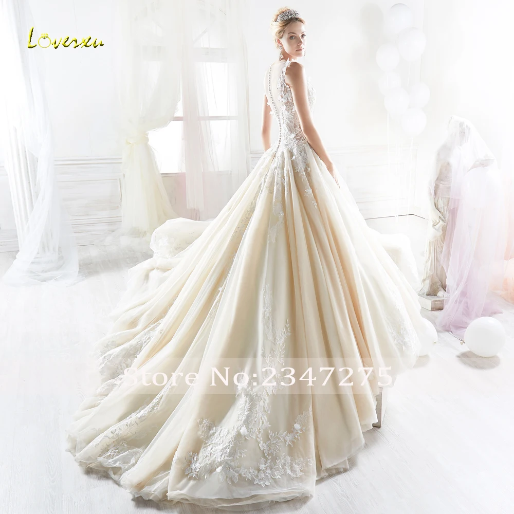 Свадебное платье принцессы Loverxu Vestido De Noiva роскошное кружевное трапециевидной