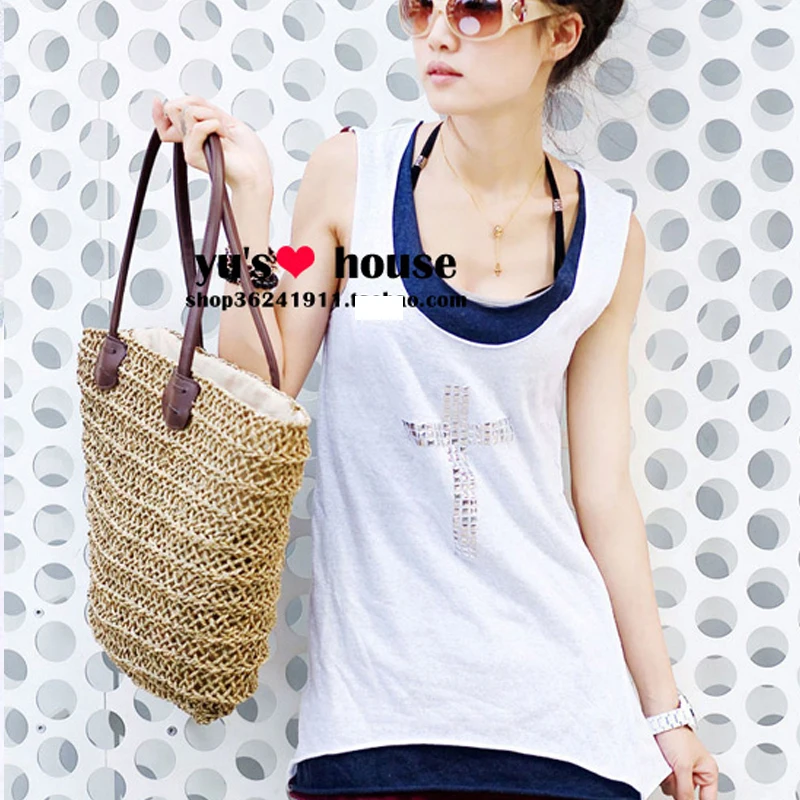 Женщины Лето Винтаж Богемия Стиль Леди Сумки Ротанга Соломы Extra Large Пляжные Плеча