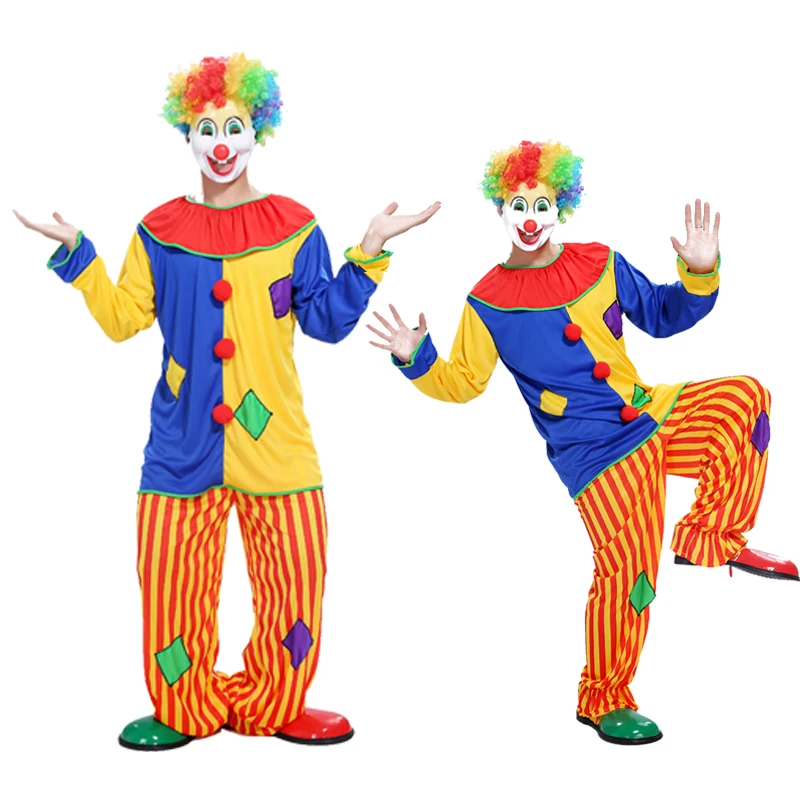 Новый рекламный костюм на Хэллоуин клоуна для взрослых Магическая одежда шоу