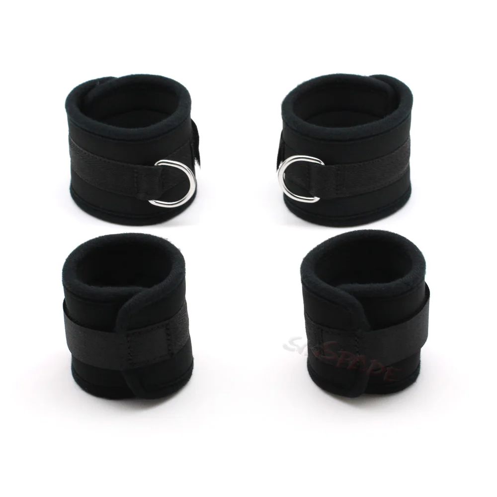 Набор для бондажа из неопрена smspade черные наручники и манжеты на лодыжках