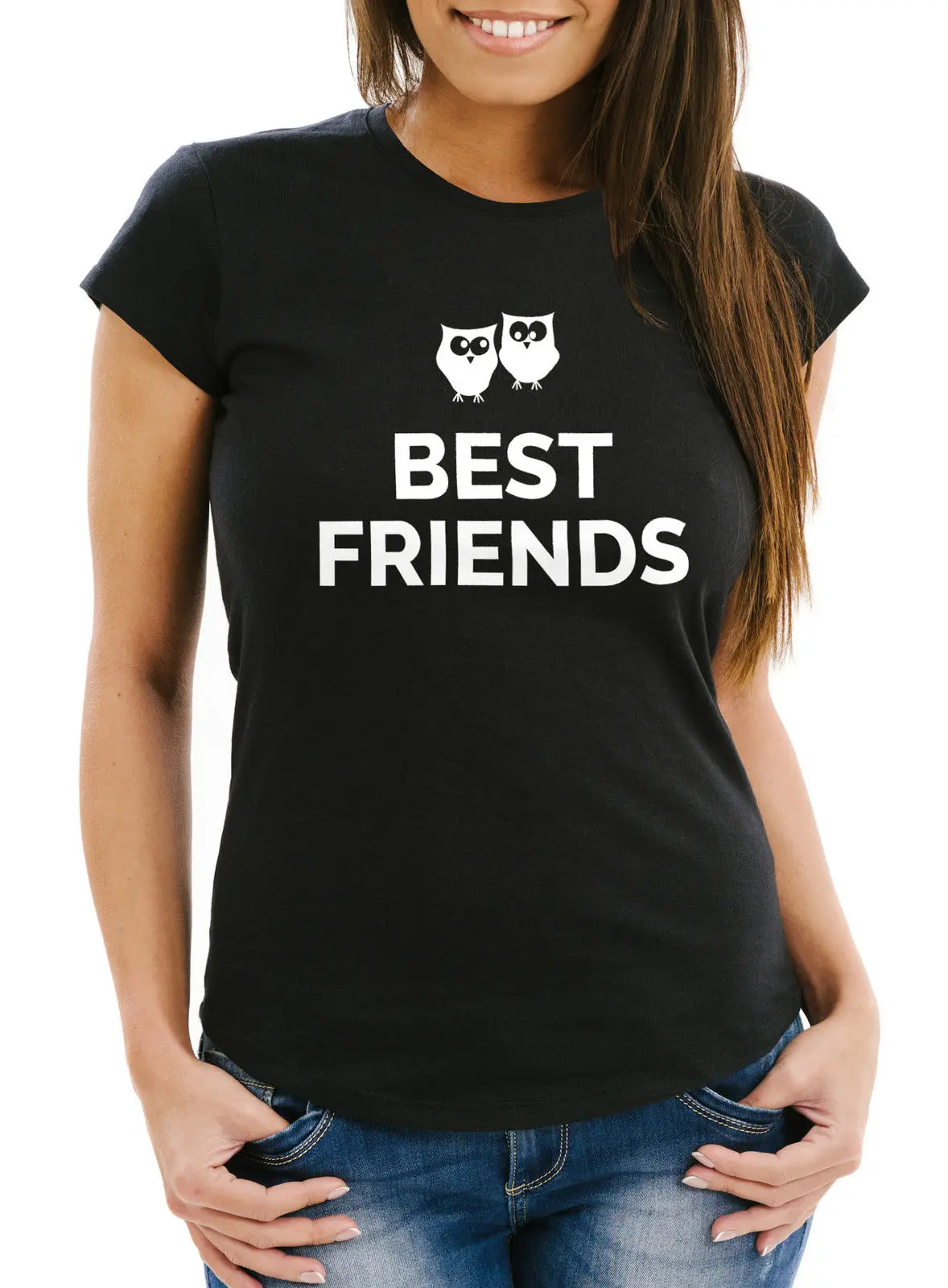 Damen футболка Beste Freunde лучшие друзья Geschenk комфорт Fit MoonWorks крутая Повседневная для