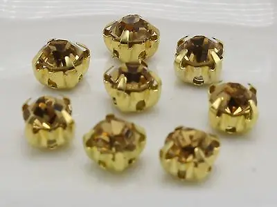 

200 Golden with Gold Crystal Glass Rose Montees 5mm SS18 Sew on Rhinestones Bead
