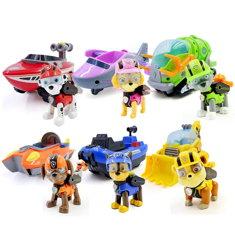 Paw Patrol Dog Sea Car recue Puppy Music Set Toy Patrulla Canina Action Charge Marshall Ryder Model детский подарок|Игровые
