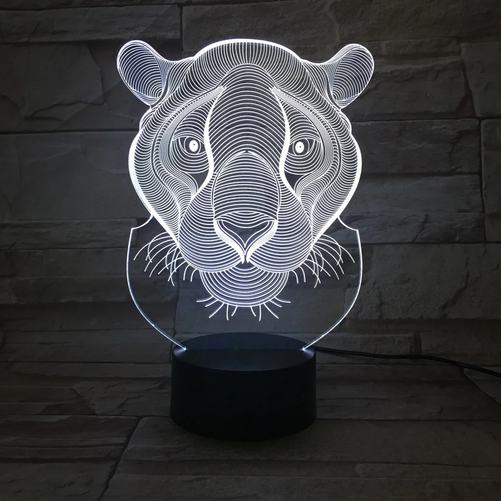 Детская лампа 3D Лев ночник цвета 3D luminaria Креативный светодиодный Блеск Акриловые подарки для детей декор для помещений прикроватная лампа