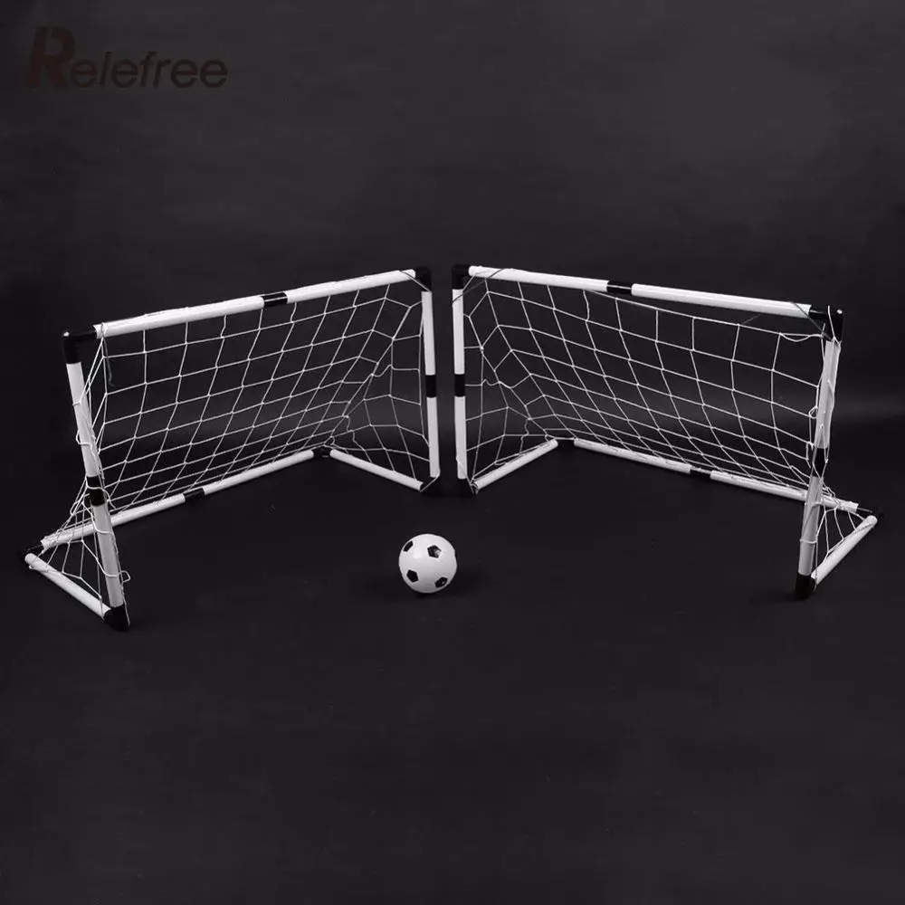 Relefree DIY детские спортивные футбольные цели поезд сад игра 2 футбольные ворота белый W/мяч