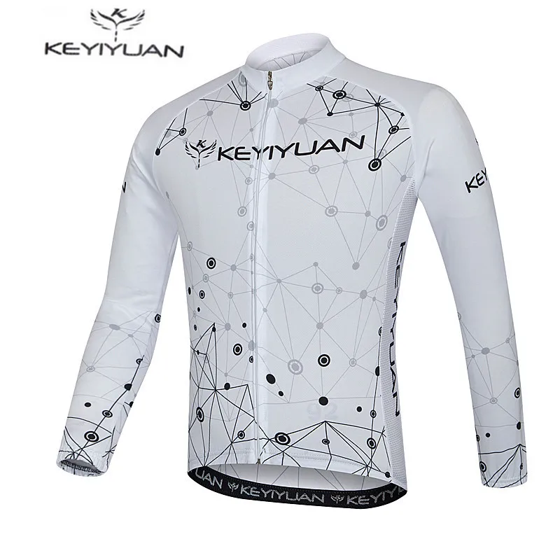 KEYIYUAN Белый велосипед длинный Джерси Мужская одежда для велоспорта Весна MTB Ropa