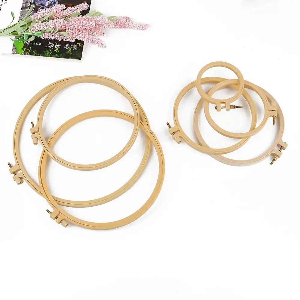 9.5-27.5cm 6 size Adjustable Plastic Imitation Bamboo Embroidered Cross Stitch Crafts Home Tools Circle Sewing Tool | Дом и сад