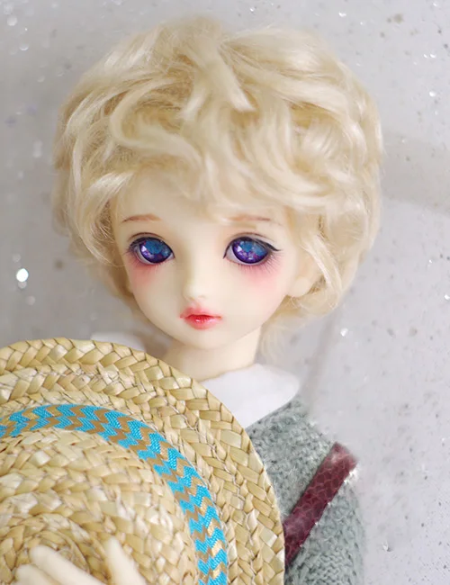 

BJD doll wigs light golden Imitation mohair wigs for 1/3 1/4 1/6 BJD DD SD MSD YOSD doll short curly hair wigs