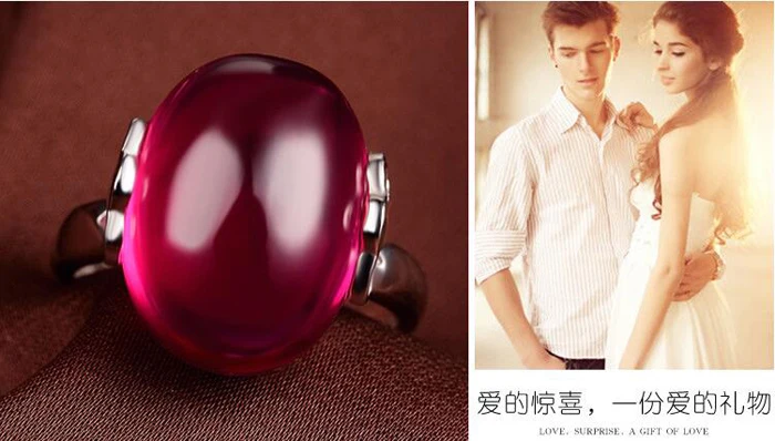 Женское кольцо из Красного корунда YINHED обручальное стерлингового серебра 925