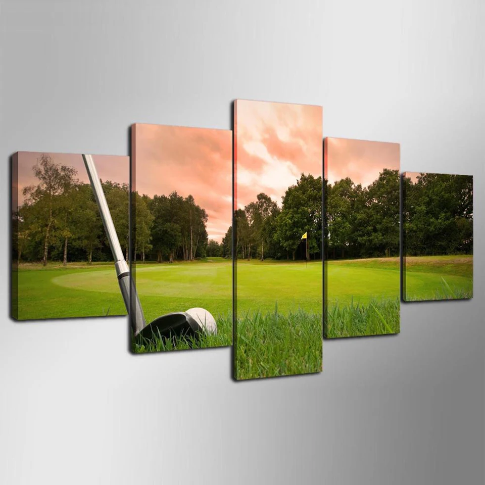 HD Print 5 Piece canvas art golf club course painting for living room home decoration free shipping/ NY-6825C | Дом и сад