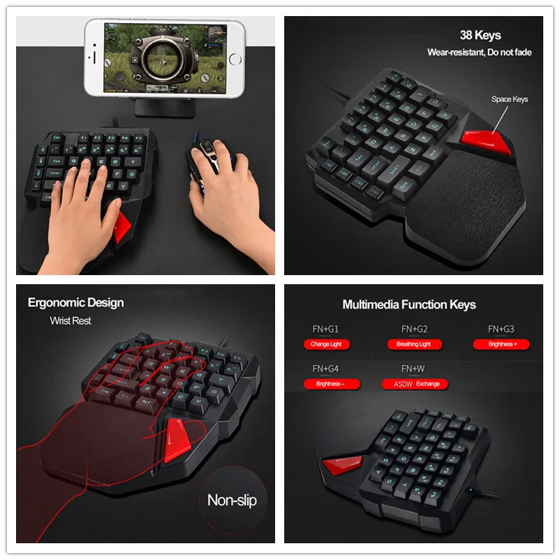 Игровая клавиатура с одной рукой K108 механическая креативная для мобильных игр PUBG