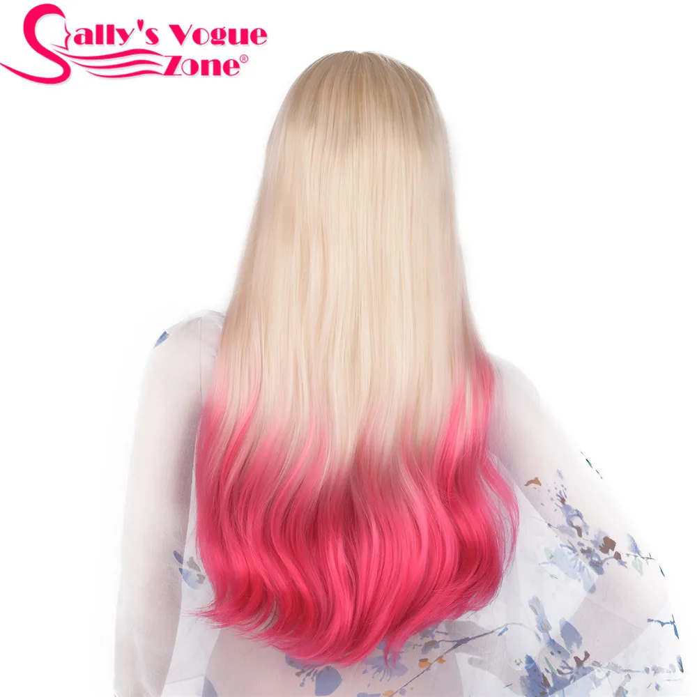 T1B/27 Sallyhair Ombre черный серебристый серый цвет длинные прямые парики 24 дюймов термостойкие для женщин волосы синтетические парики - Цвет: T1B/27