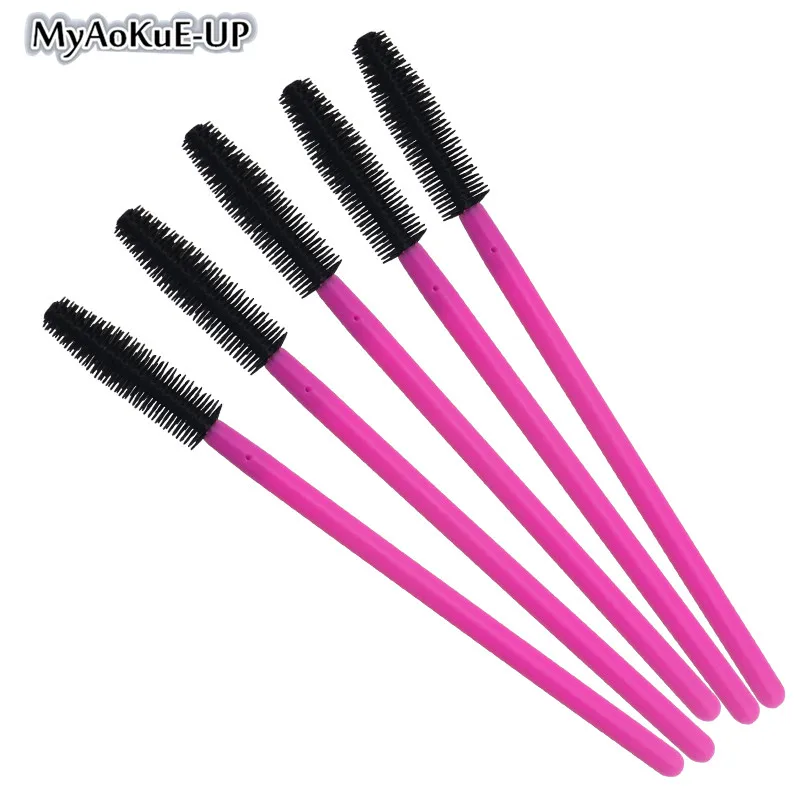Rose black Косметический 250 шт ресницы кисти тушь для ресниц Палочки Силиконовые брови кисти для наращивания ресниц палочка аппликатор макияж кисти инструмент - Handle Color: Rose black