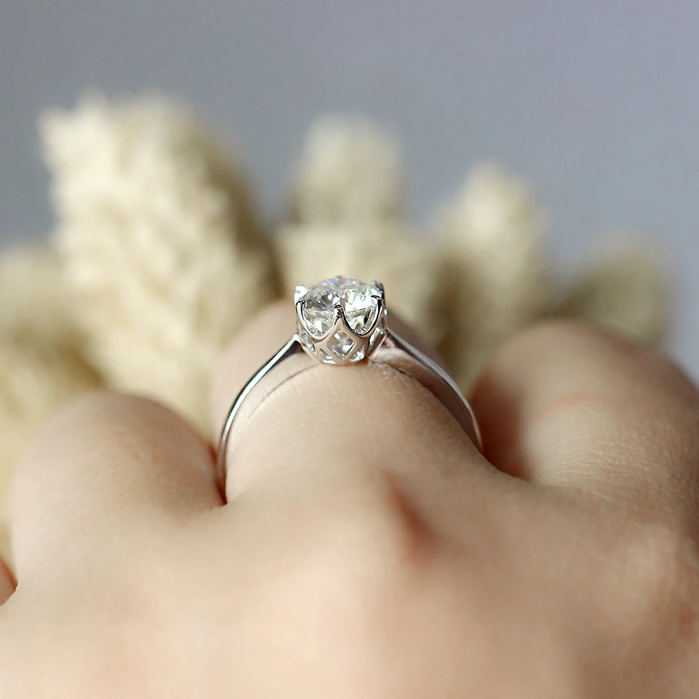 Женское Обручальное кольцо с бриллиантом из белого золота 14K 585 диаметр 6 5 мм 1