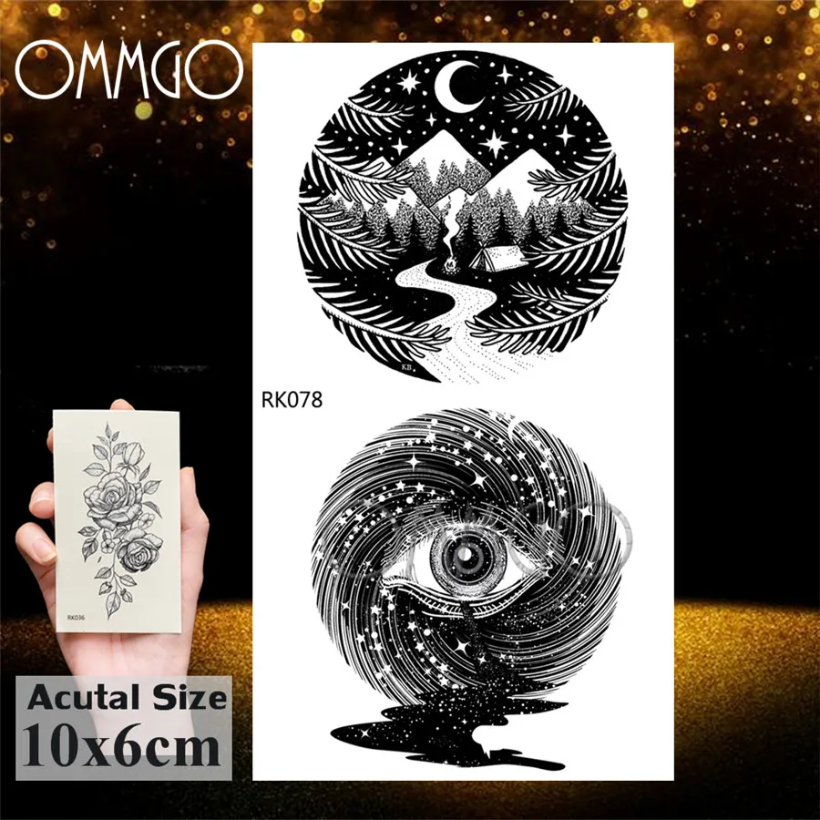 Временные татуировки OMMGO с черным глазом наклейки для женщин Маленькие