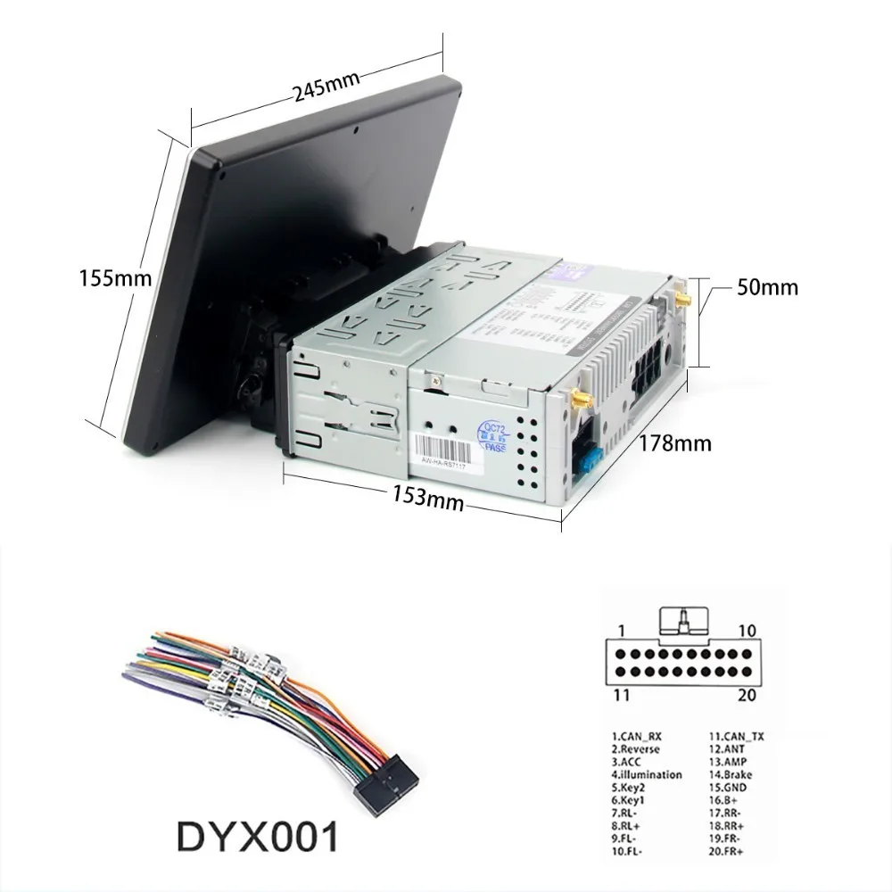 1 Din DYX001 cable 10," ips Android 9,0 Автомобильный gps радио плеер 2 двойной один 1 Din универсальный авто стерео Мультимедиа для Toyota Nissan Honda ISO - Цвет: 1 Din DYX001 cable