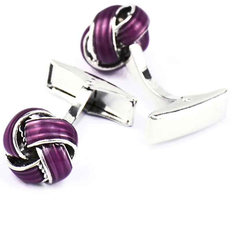 Bridegroom Wedding Business Men French Shirts Cuff Links Purple Violet Enamels Cufflinks Silvery Twist Cufflink With Gift Bag | Украшения и