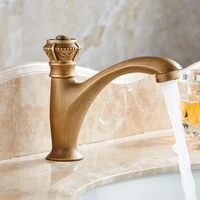 antique carving brass taps single handle deck mount cold water balcony washing basin faucet