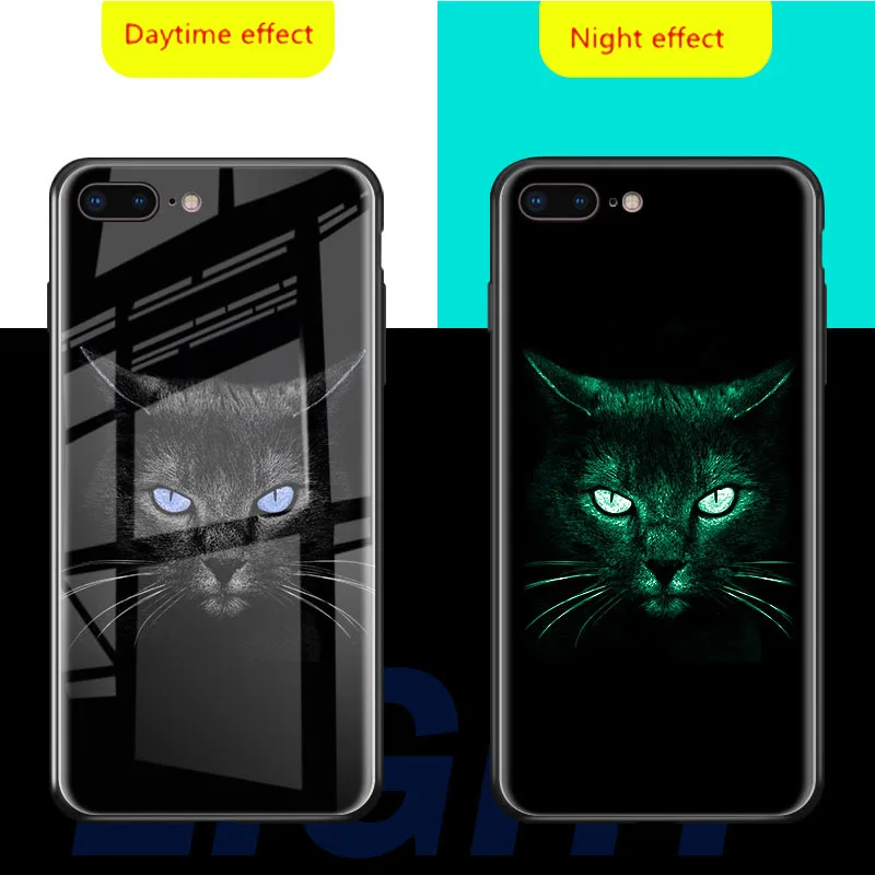 Светящийся чехол из закаленного стекла для iPhone X XS MAX XR роскошная задняя крышка 6 6S