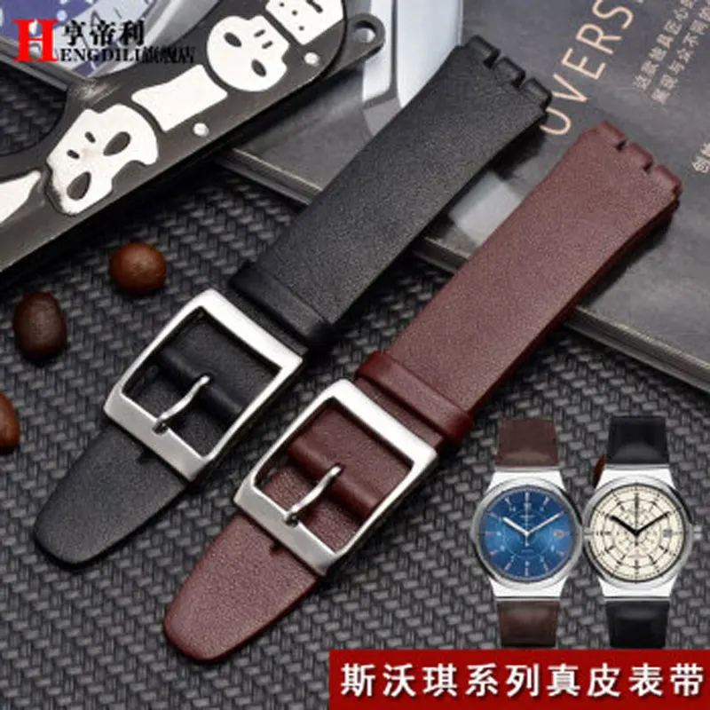 Подходит для swatch кожаный ремешок для часов SYXS116 серии мужской и женский браслет с интерфейсом bump тонкий кожаный ремень мягкий и удобный