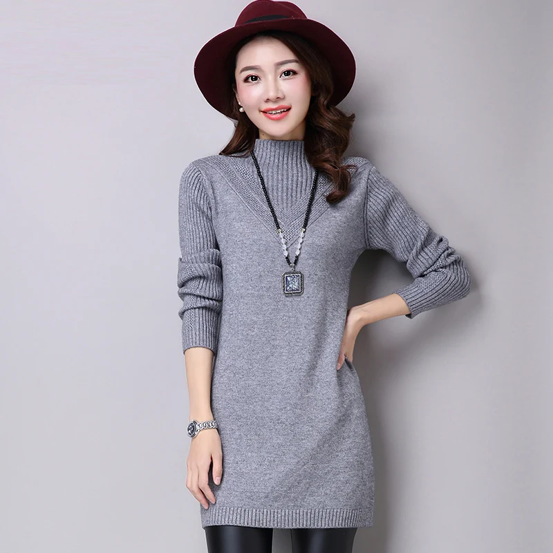 Новинка 2018 года зима для женщин свитеры платье пуловеры теплый длинный вязаный