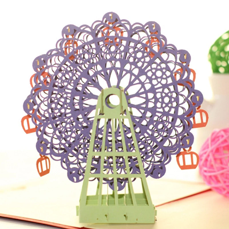 Всплывающая 3D открытка-валентинка с изображением колеса обозрения 2016 год