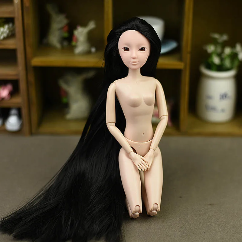 1 шт., макияж, 12 суставов, BJD, кукла, тело для 11,", BJD, кукольный домик и 1/6, голова куклы, модные длинные черные волосы, без макияжа, голова