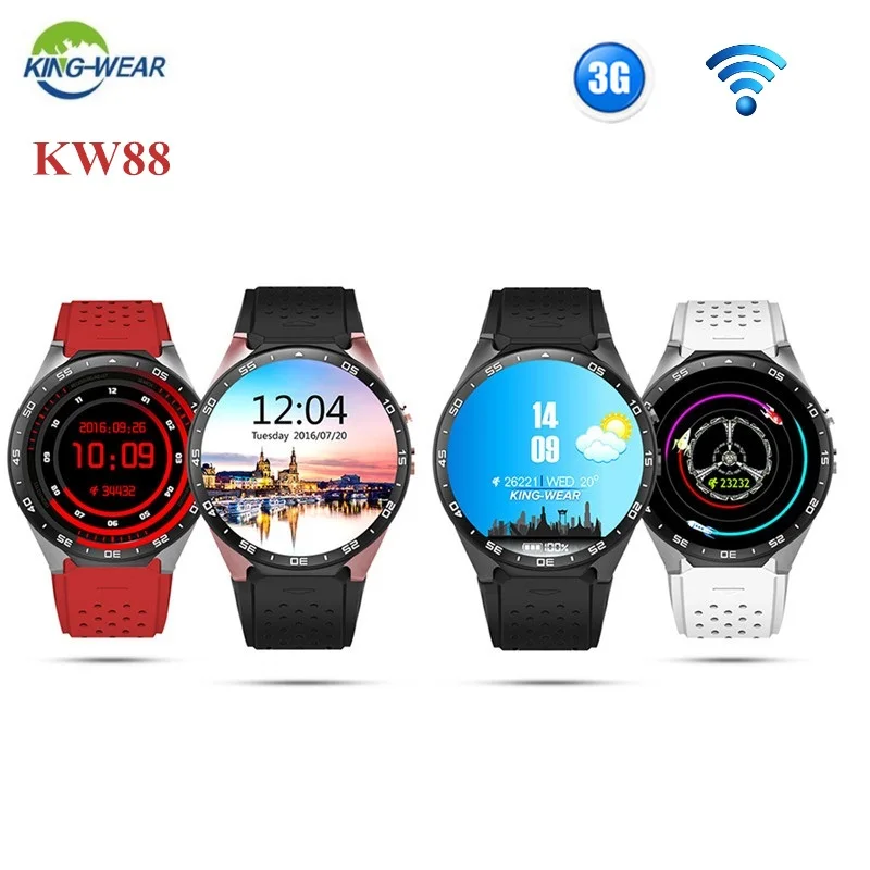 KingWear KW88 Смарт-часы для телефона Android 5,1 1,39 ''камера Запись 3g Smartwatch MTK6580 1,39 ГГц gps шагомер голосовой помощник