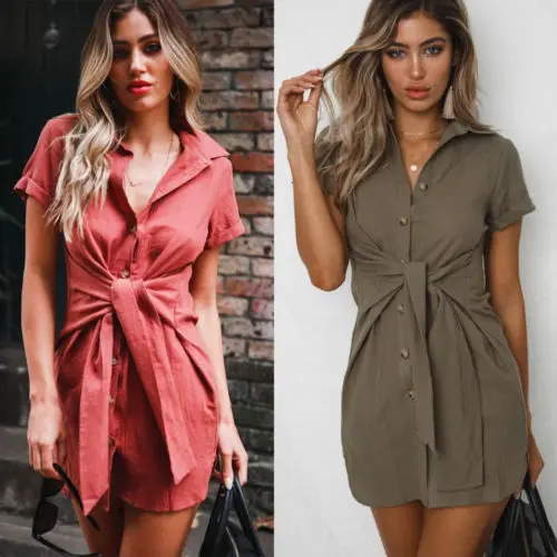 Женская блуза с короткими рукавами v-образным вырезом на пуговицах Повседневная