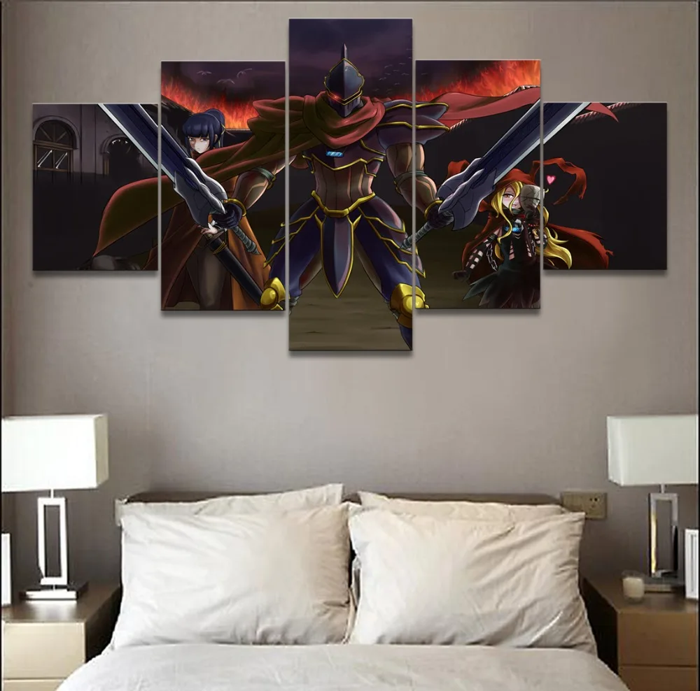 Холст модульная фотографии рамки 5 шт. персонаж аниме Overlord гамма Картины HD печать