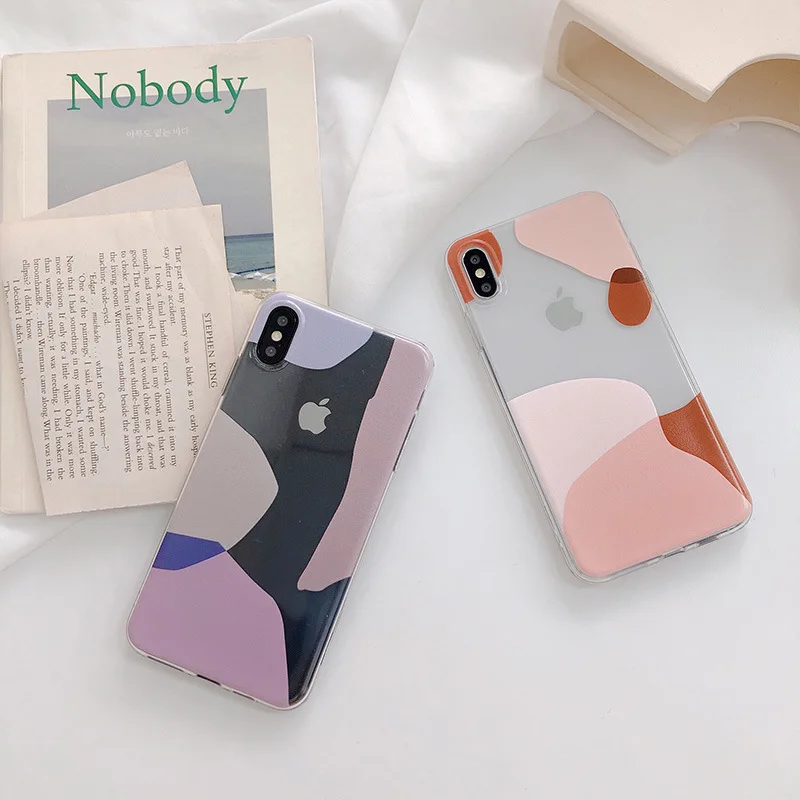 Чехлы POBLU с геометрическим рисунком для iphone 11 PRO Max 6s 7 8 Plus Xs XR милый яркий цвет