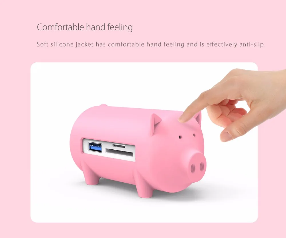 ORICO Cute Pig 4 порта USB 3,0 OTG концентратор USB разветвитель поддержка устройство для чтения карт SD TF для MacBook Air ноутбук ПК USB3.0 концентратор