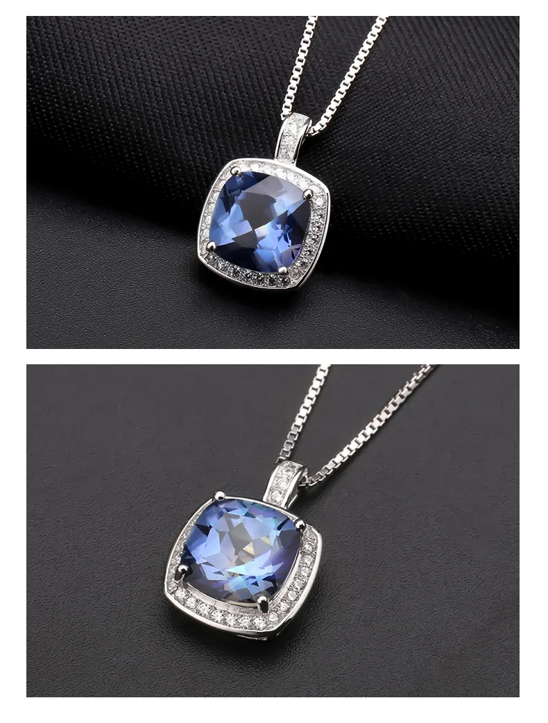 Gem's Ballet 3.66Ct натуральный иолит синий мистический кварцевый камень 925 пробы серебряные ожерелья и подвески для женщин ювелирные изделия