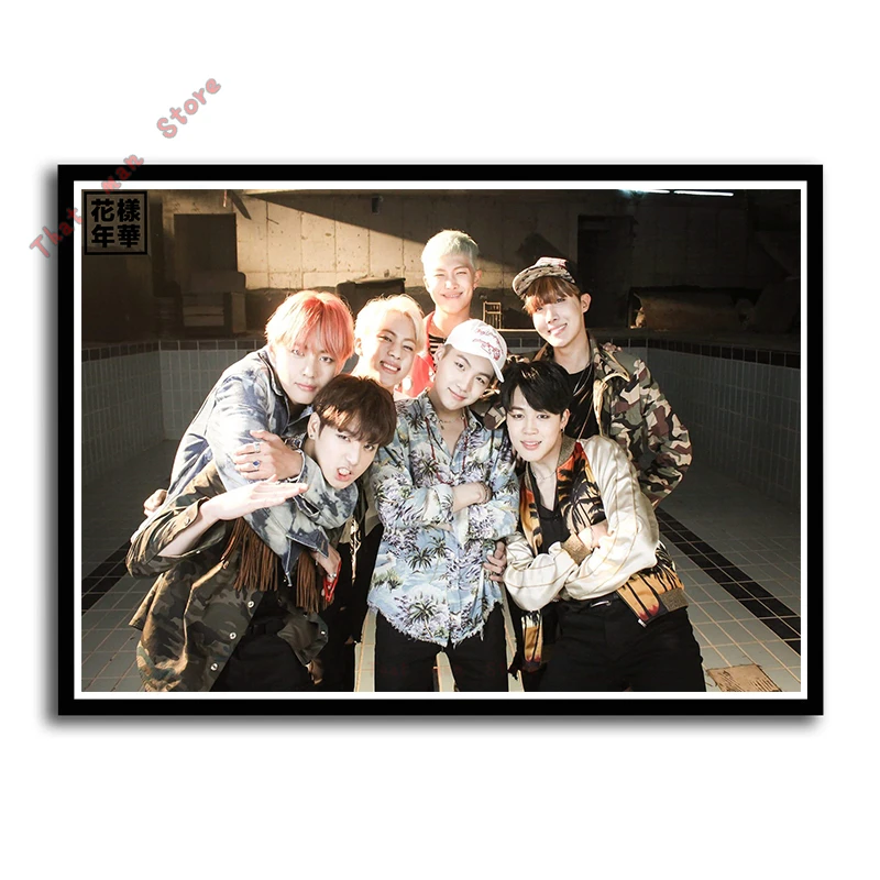 Kpop bangtan плакаты ясное изображение наклейки на стену украшение дома высокое качество принты RM Jimin Jin домашнее искусство 42*30 см без рамки - Цвет: Темный хаки