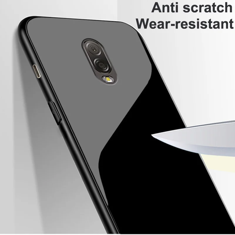 Для samsung galaxy J7+ J7 plus закаленное Стекло+ Силиконовые кадров Стекло жесткий задняя крышка для samsung J7plus J7+ J7310 shell