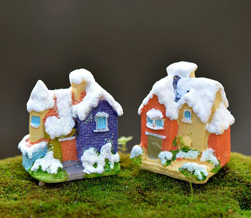 1 шт. рождественские снежные домики из смолы миниатюрное ландшафтное украшение