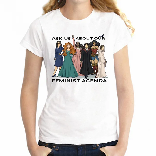 Женская футболка спросите нас о нашей феминистской программе Wonder Woman Princess Leia Feminism