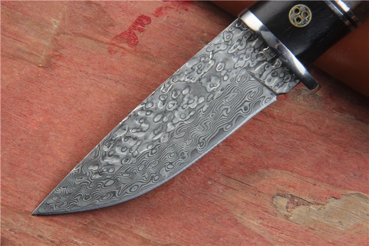 Охотничий нож ручной работы из дамасской стали фиксированный Тактический Клинок