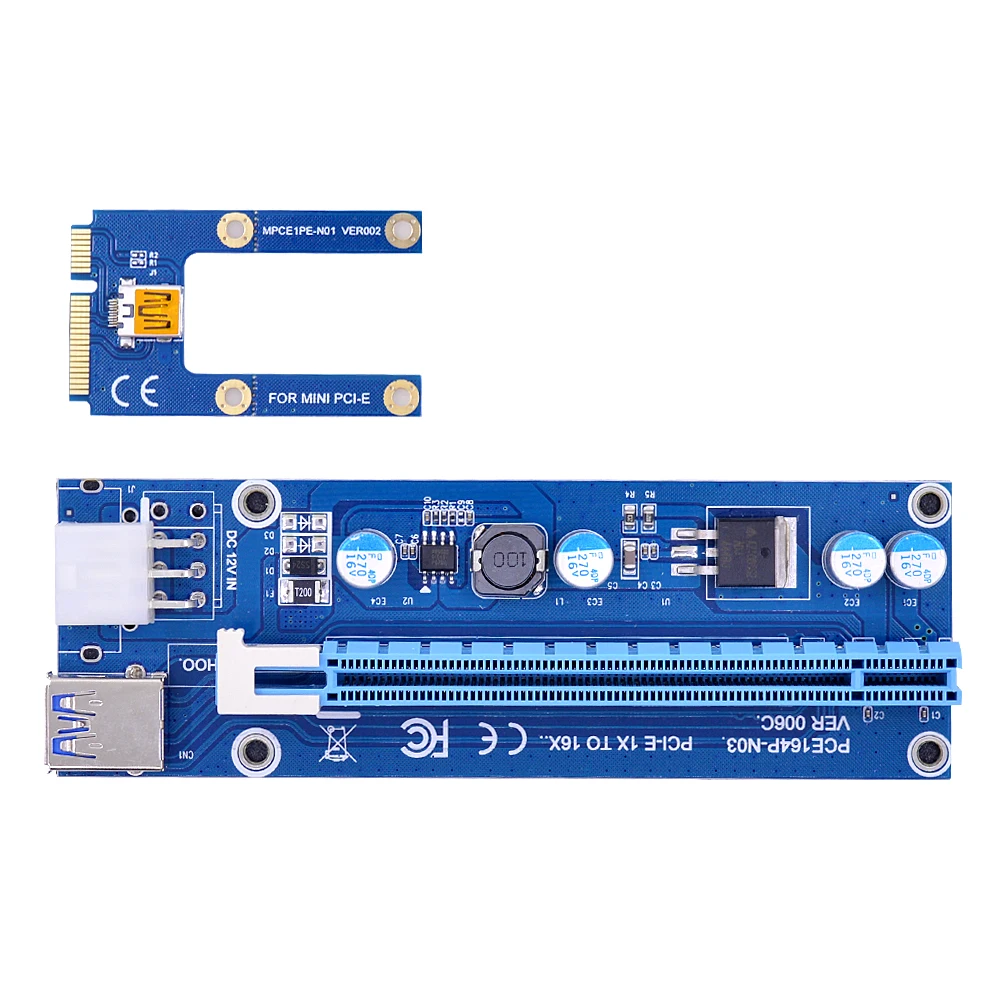 CHIPAL Mini PCI E 1X до 16X Райзер карта 60 см USB3.0 SATA 6 контактный кабель питания для ноутбука