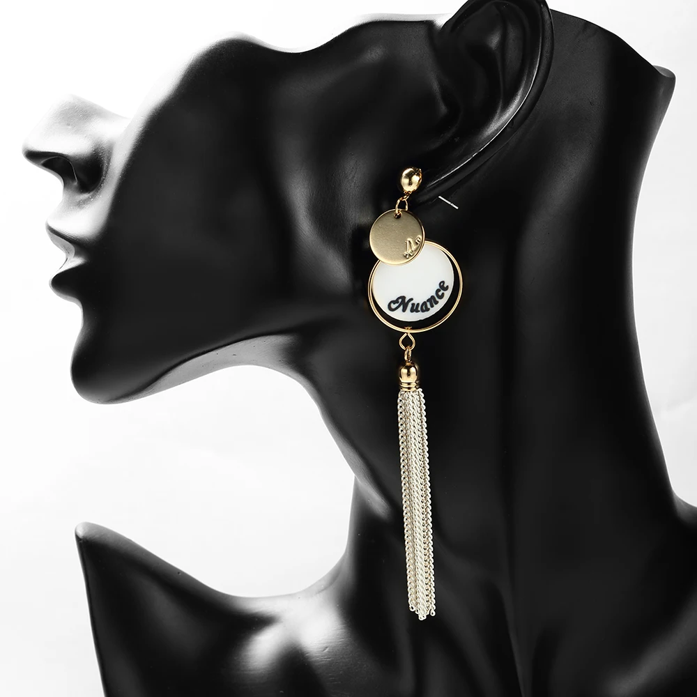 women dangle drop earrings for ladies with round circle chains metal | Украшения и аксессуары
