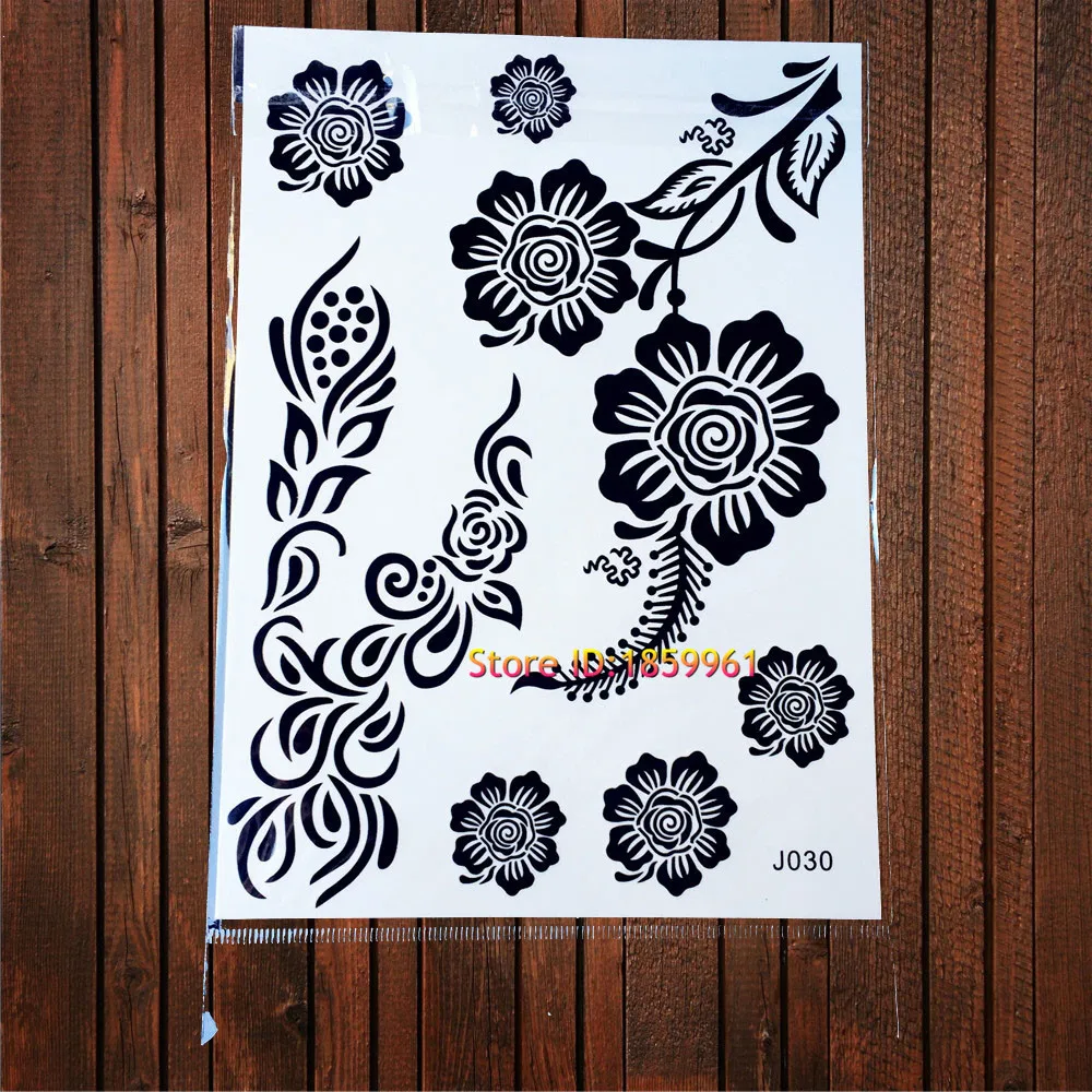 1 шт. черная сетка из хны с узором временная татуировка женский боди-арт цветок